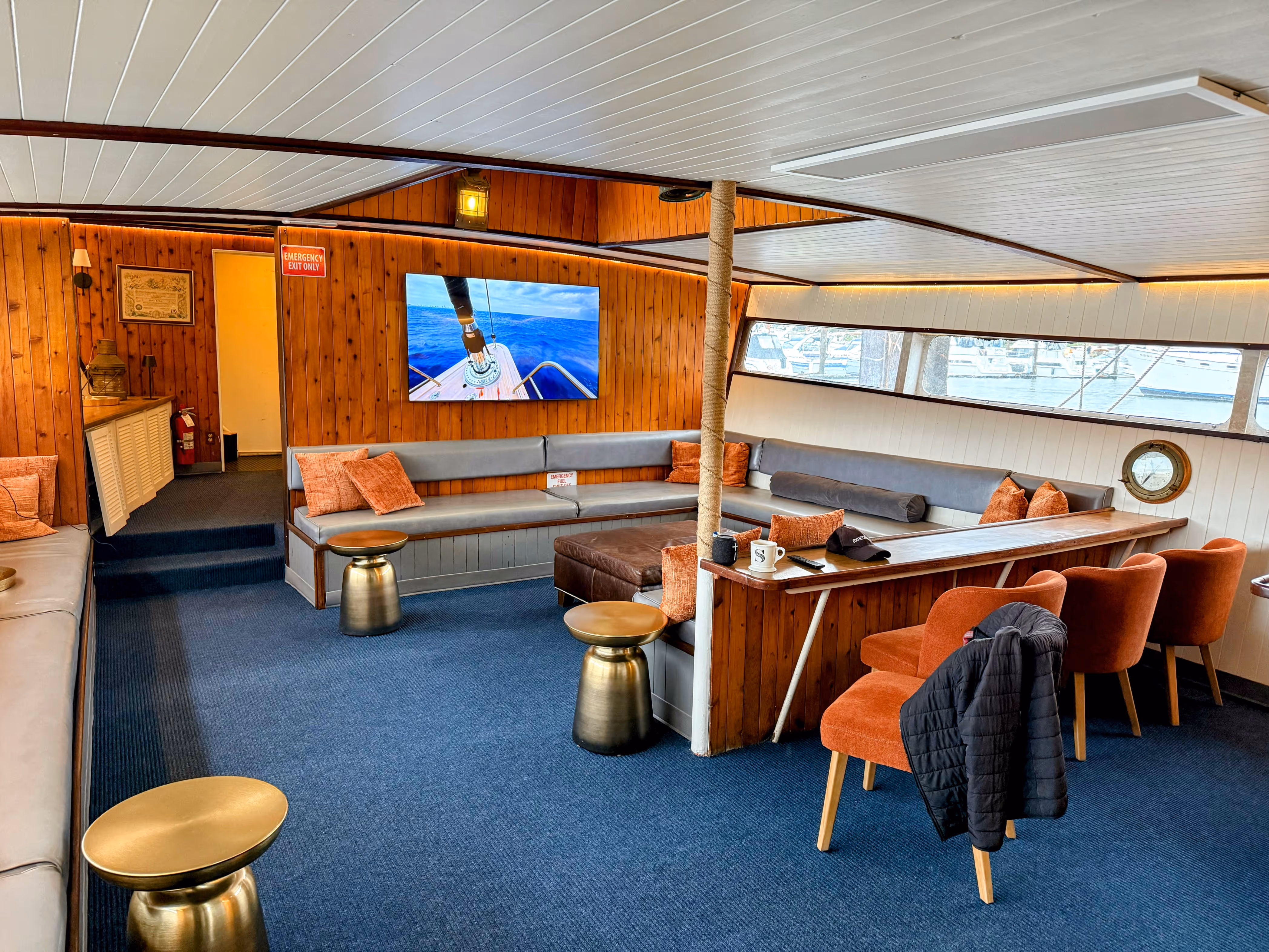 The gorgeous main salon of Schooner Rose